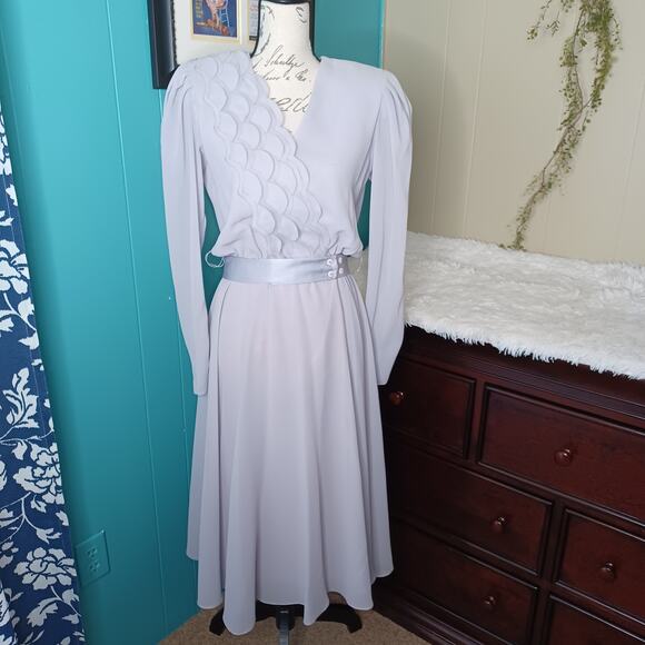 VTG Romantic Ursula of Switzerland Belted Romantic Princess Diana Preppy Dress - Picture 1 of 10